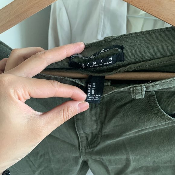 unisex army green skinny pants - Picture 4 of 9